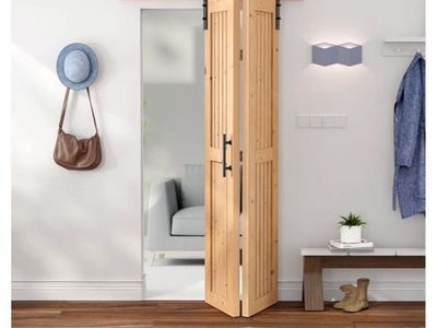 Bifold Barn Door Wood Look with Black hardware and handles included 36”x84”