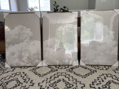 Set of 3 Cloud Print Framed Wall Art Panels - New Condition