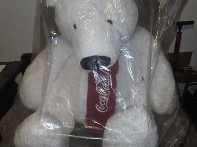Vintage Coca-Cola Plush Polar Bear Plush Toy with Red Scarf