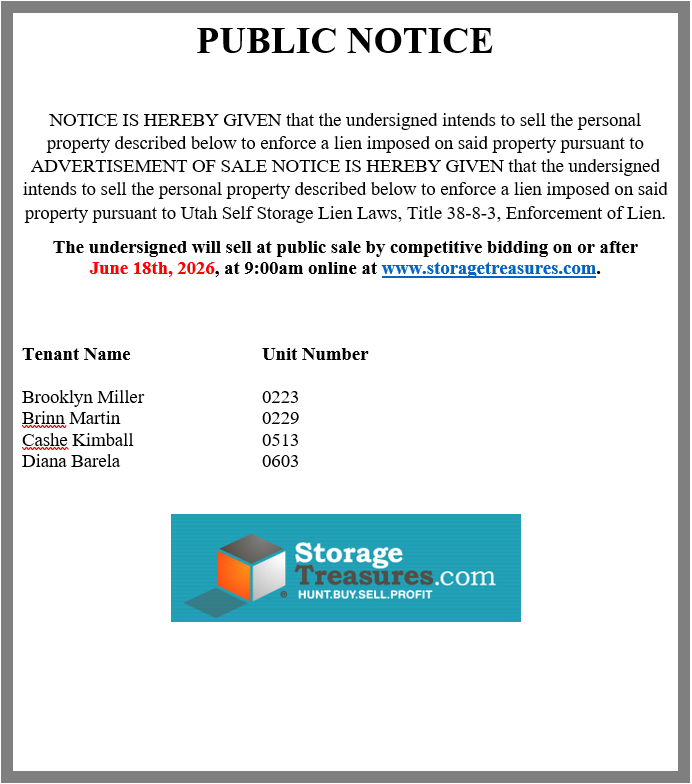 Notice of Public Auction
