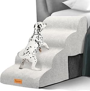New High Density Foam Dog Steps 4 Tiers,Extra Wide Deep Pet Steps
