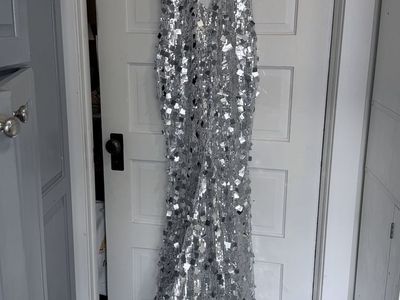 STUNNING Silver Sequin Formal Gown – Size 12 – NEW / NEVER WORN