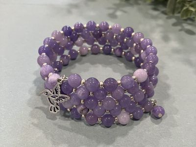 Lavender Jade Hummingbird Coil Bracelet