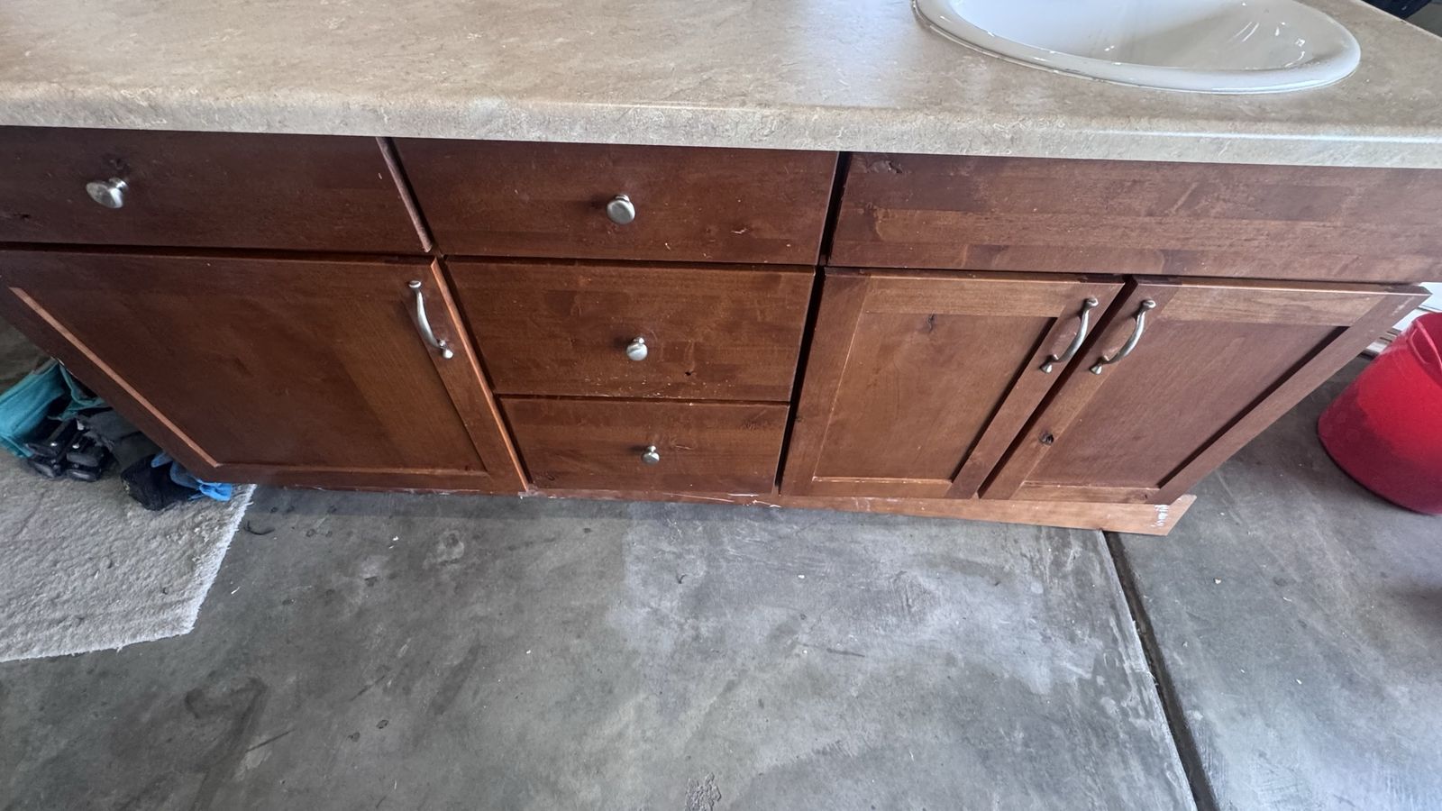 72” vanity with middle drawers.