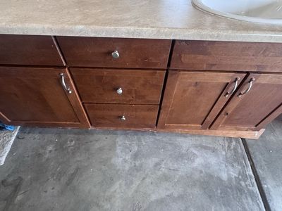 72” vanity with middle drawers.