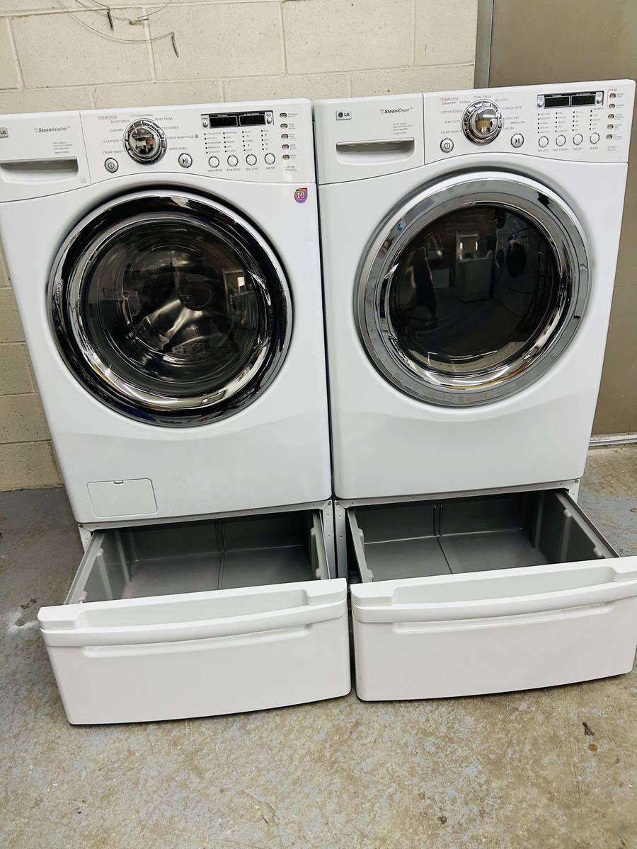 Lg washer and dryer set with pedestals 