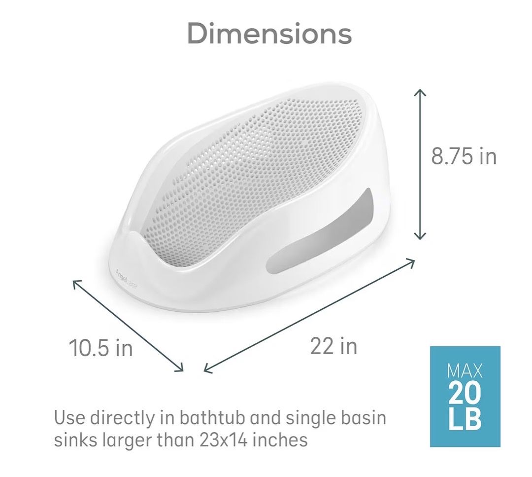 Angelcare Gray Bath Support for Newborn Babies up to 6 Months/20 lbs - Soft-Touch & Quick-Dry