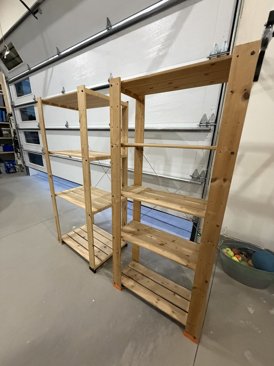 IKEA Solid Wood Shelving Units - Natural Pine Storage Shelves