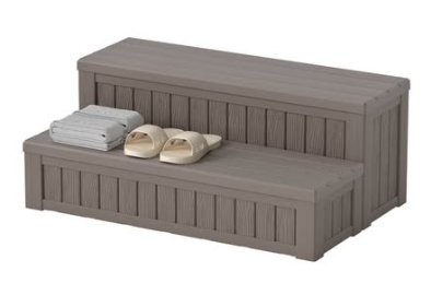 New - Fancyango Hot Tub, Deck, RV Steps w/ Storage, 36.6" Long, Grey.