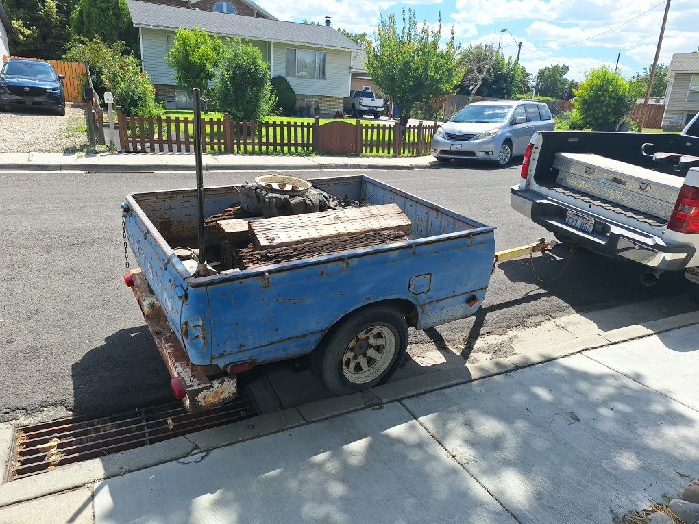 Datsun Pickup Bed Trailer - Vintage Blue Utility Trailer