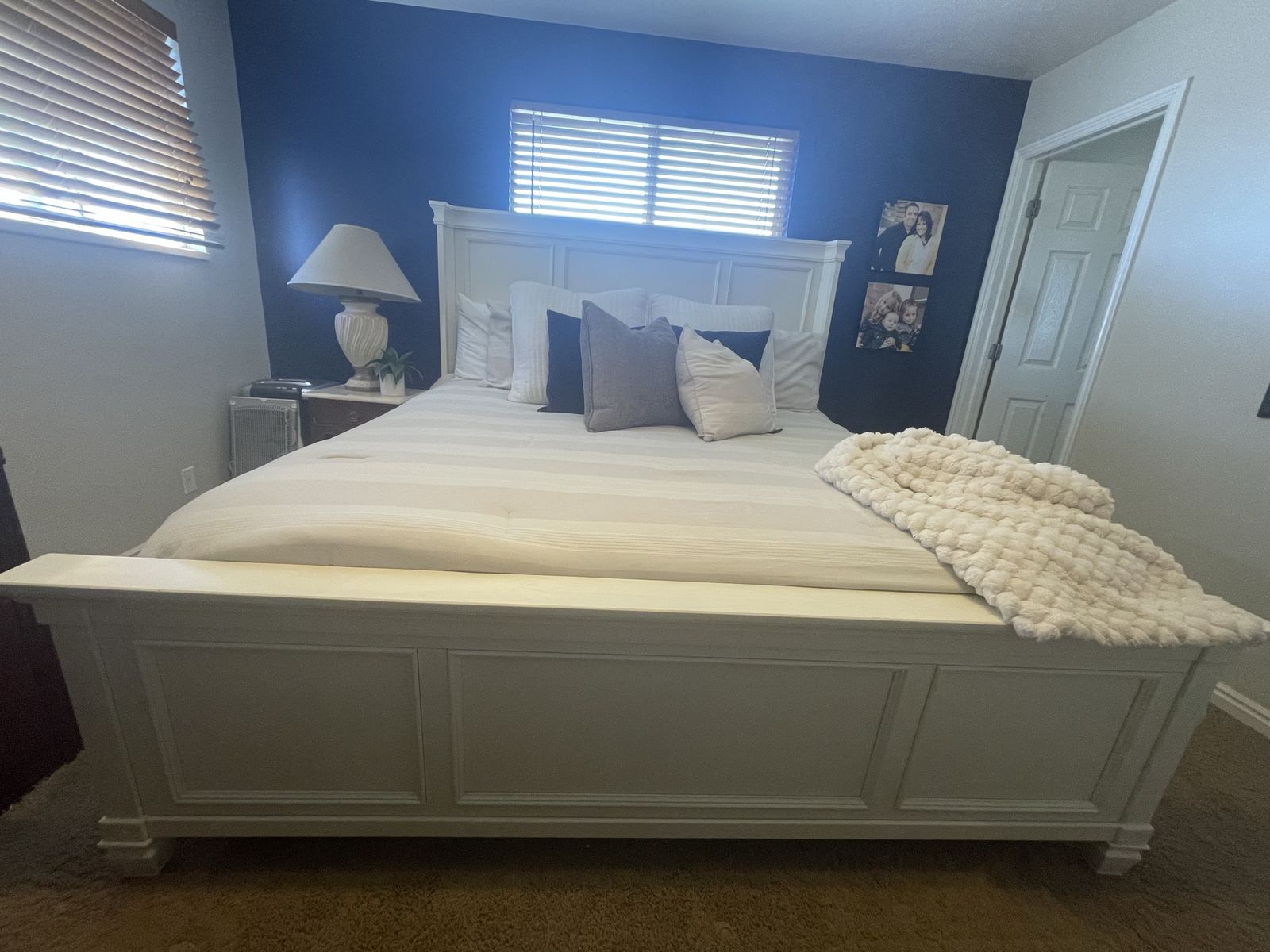 King white wood bed frame