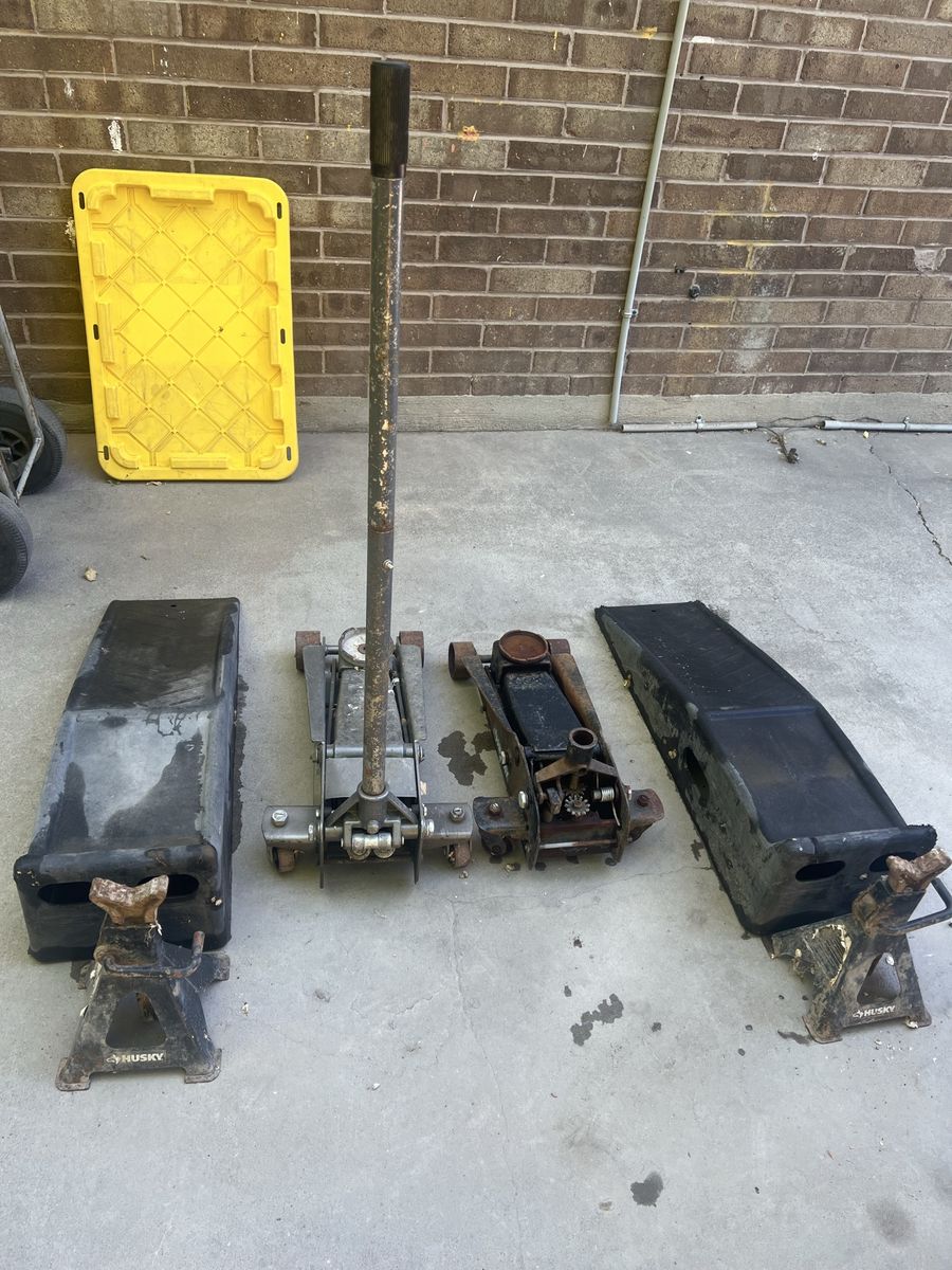 Husky Floor Jacks, Jack Stands, and Car Ramps Set - Used Automotive Maintenance Kit