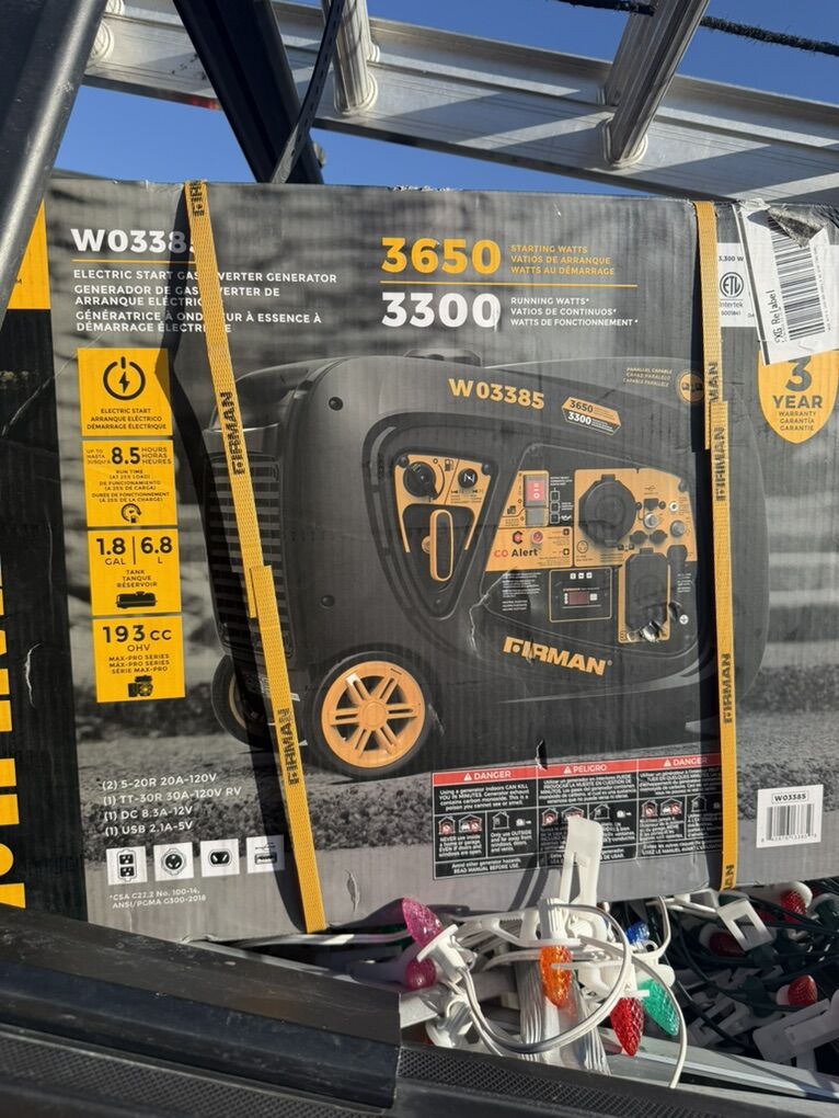 Brand New Firman Generator, 3650W