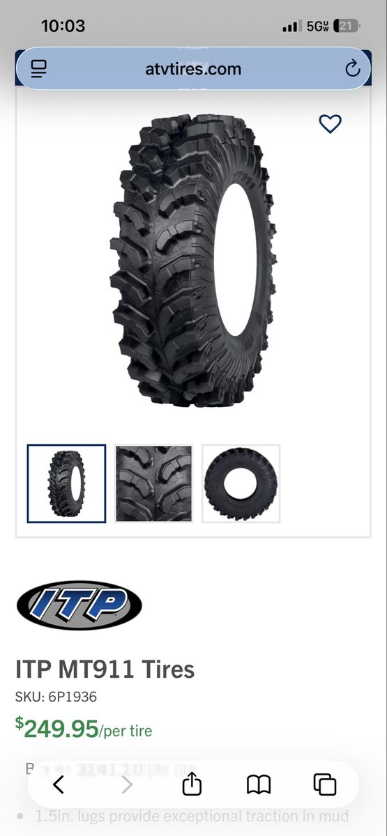 ITP MT911 mid tire 30 10 14 30x10.00-14 NEW