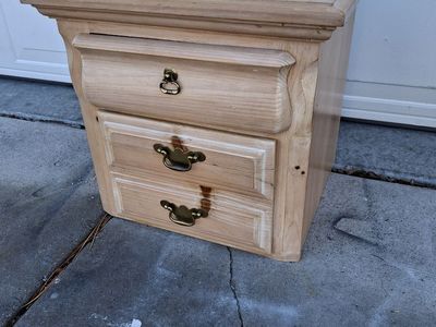 all wood white wash night stand