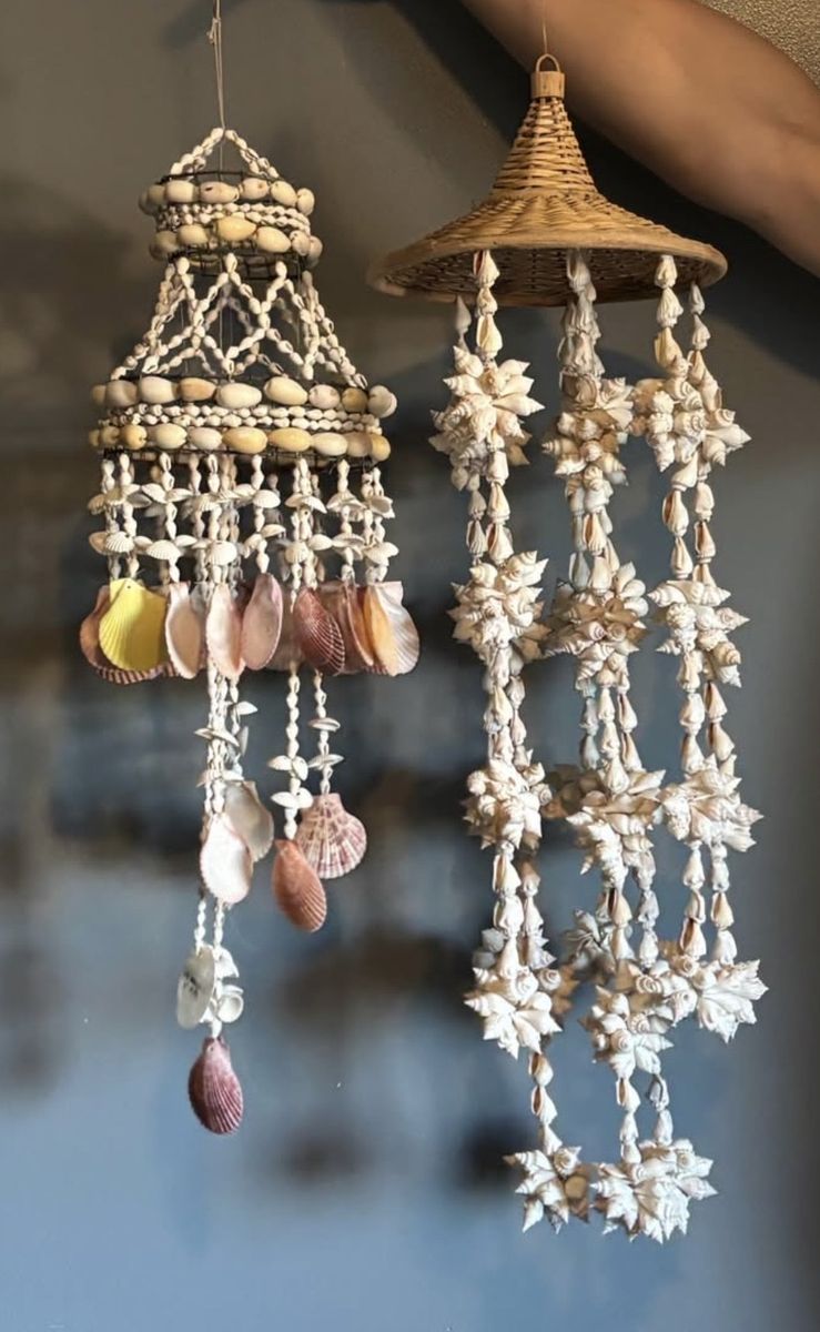 Vintage Seashell Hanging Decor Set – Set of 2