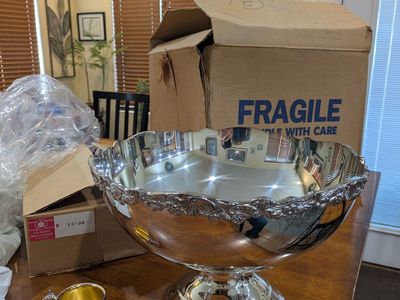 Silver Punch Bowl with Cups