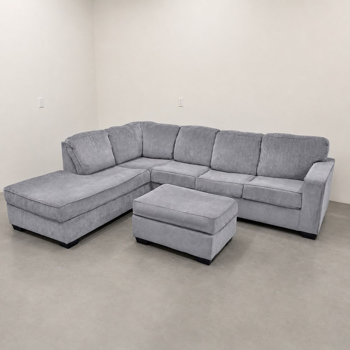 Light Gray Sectional Couch w/ Ottoman - Delivery Available