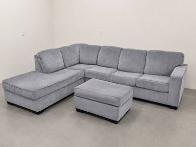 Light Gray Sectional Couch w/ Ottoman - Delivery Available