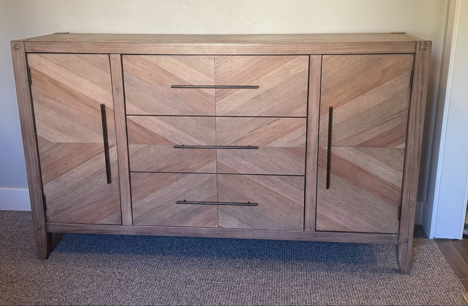 Chevron dresser and nightstands set