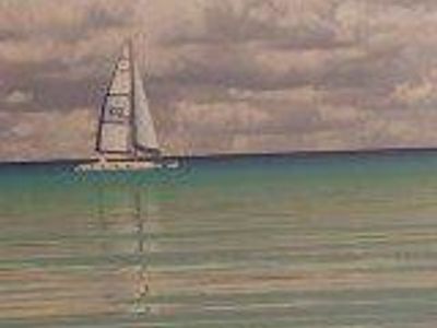 Coastal Palm Tree & Sailboat 5-Piece Canvas Wall Art Set - Beach Ocean Scene Decor