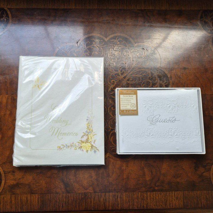 C.R. Gibson "Our Wedding Memories" Photo Album & "Guests" Guest Book Set - New Old Stock