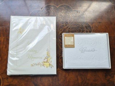 C.R. Gibson "Our Wedding Memories" Photo Album & "Guests" Guest Book Set - New Old Stock