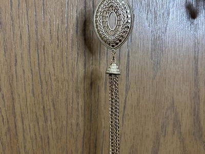 Vintage Style Gold Tone Filigree Tassel Pendant Necklace