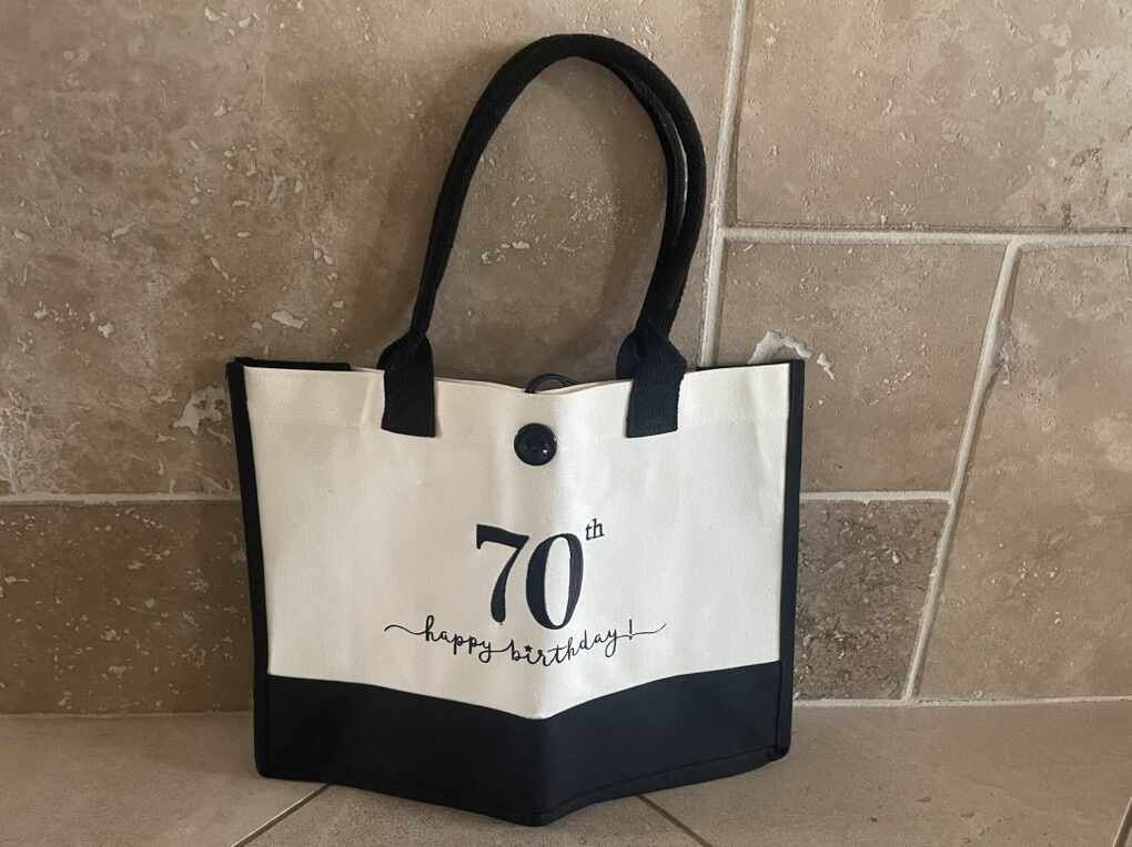New 70th Happy BIrthday Canvas Tote Bag