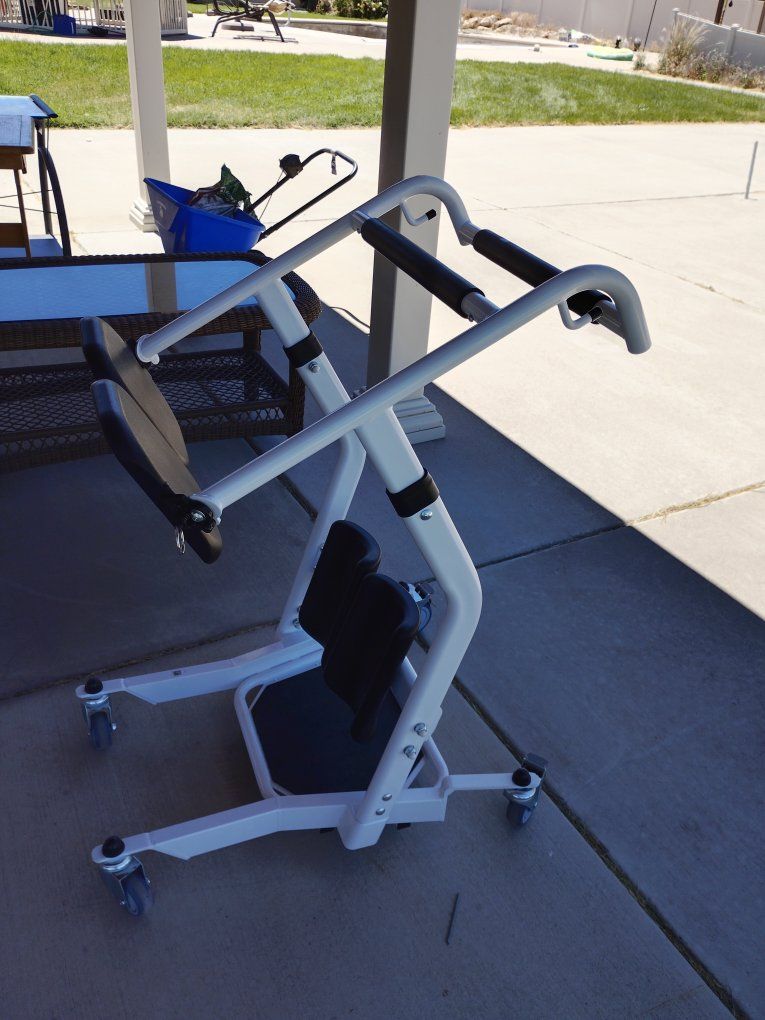 Sit-to-Stand Patient Lift with Padded Seat and Mobile Base for Safe Transfers