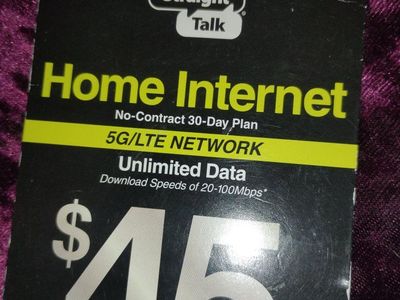 Straight Talk Home Internet 30-Day Plan - Unlimited 5G/LTE Data 20-100Mbps - $45 No-Contract