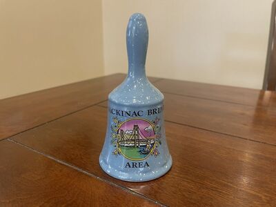 Blue Speckled Mackinac Bridge Area Souvenir Bell