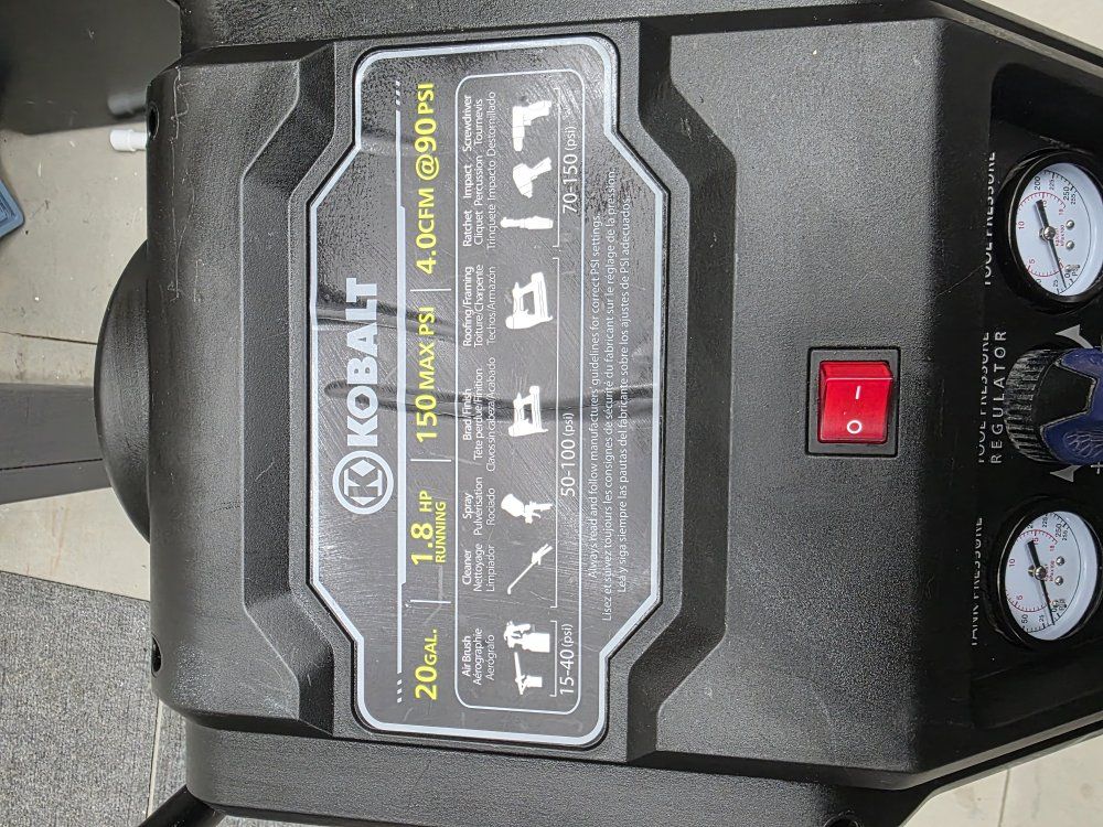 kobalt 20 gallon air compressor