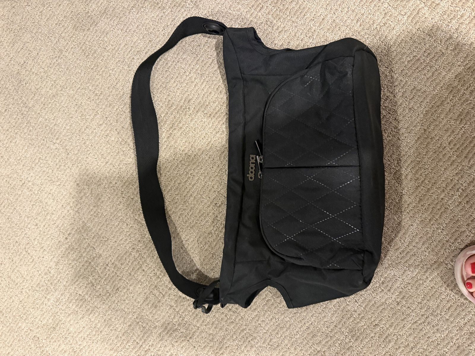 Doona Black Quilted Essentials Diaper Bag with Shoulder Strap (attaches to Doona)