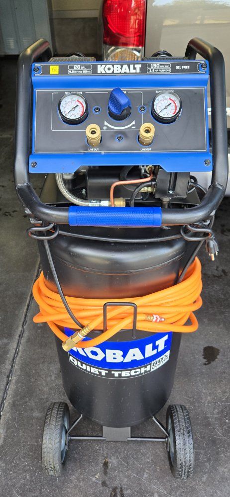 KOBALT Quiet Tech 26 Gallon 150 PSI Portable Electric Air Compressor, Oil-Free, 1.8 HP
