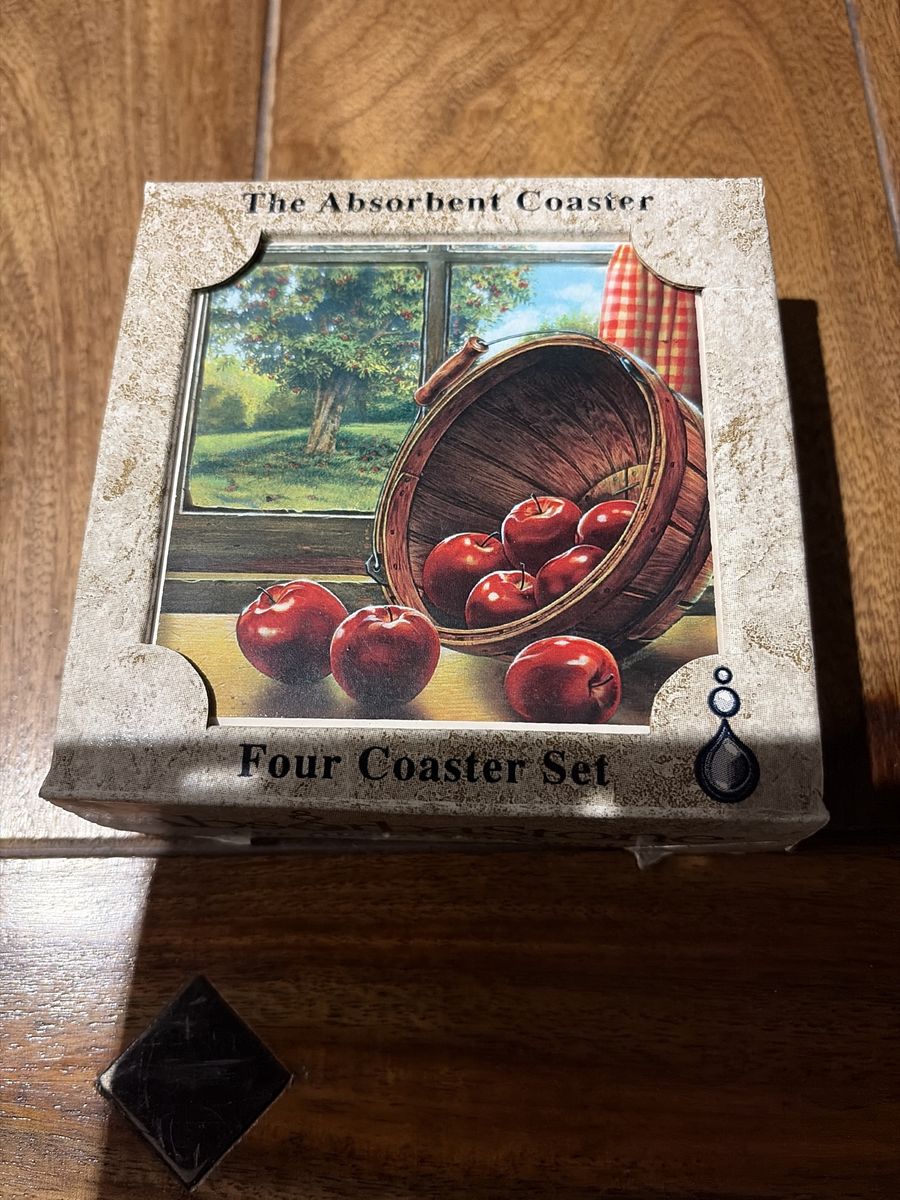 The Absorbent Coaster Four Coaster Set - Apple Barrel Design