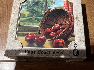 The Absorbent Coaster Four Coaster Set - Apple Barrel Design