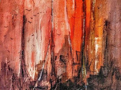 Vintage Art Print Call Masts By Danny Garcia Signed 14x18