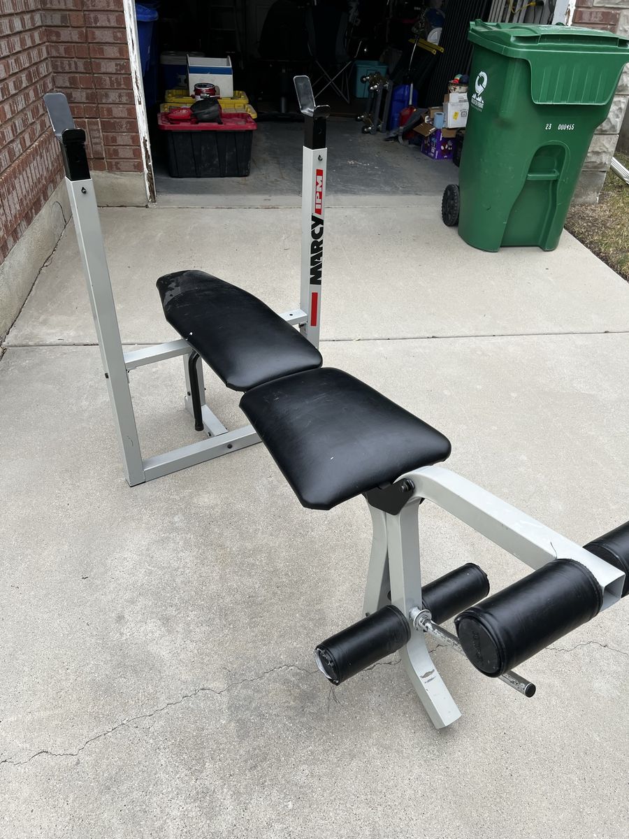 Weight bench, weights and rack.