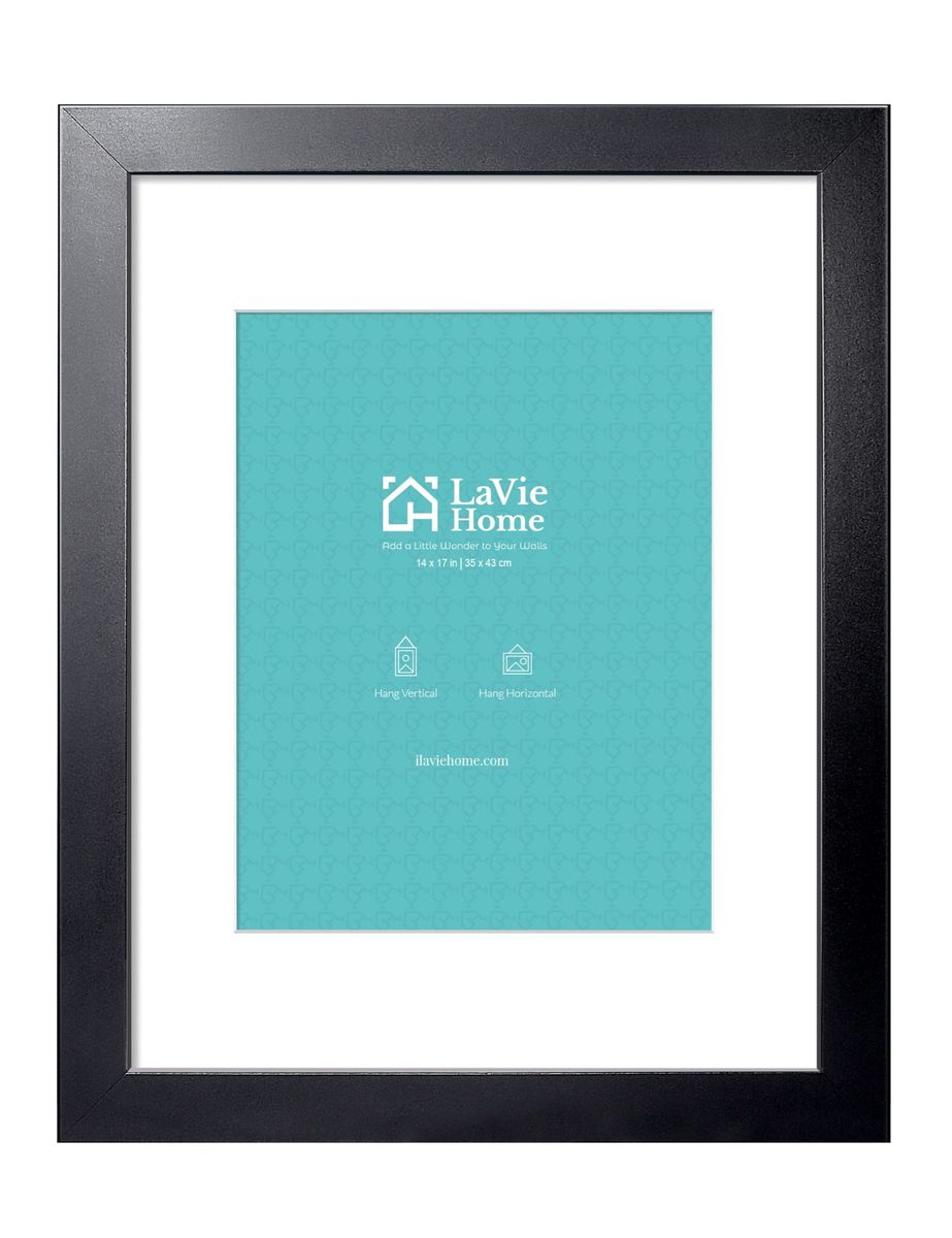 LaVie Home 11x14/14x17 Picture Frame, Black with Mat, Vertical/Horizontal Display