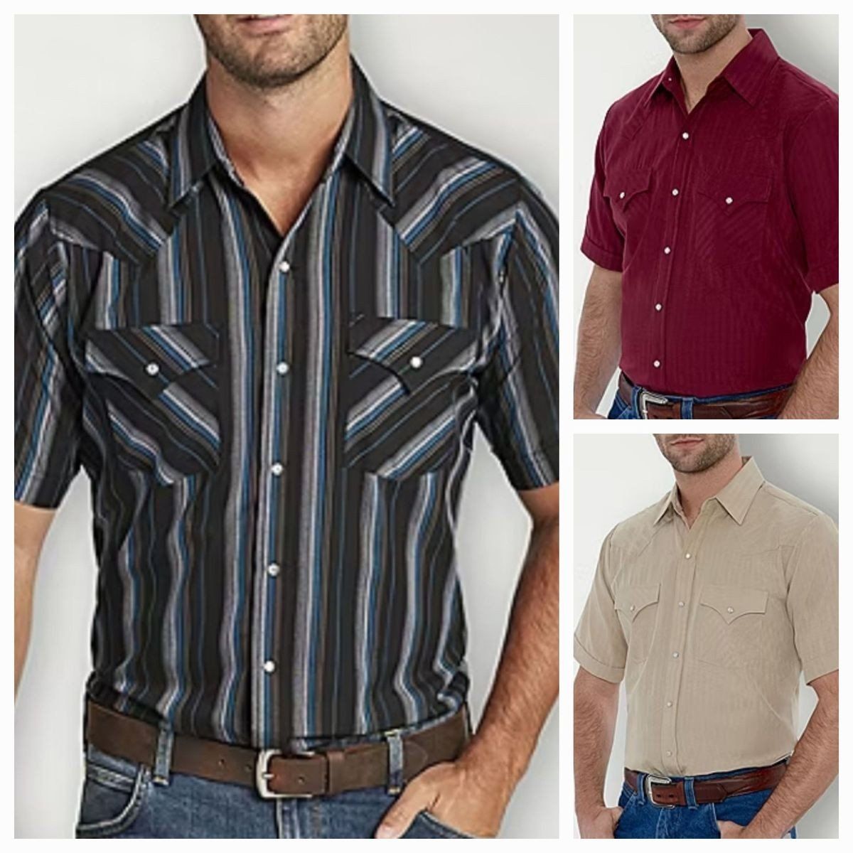 NEW Men's Western style short sleeve shirts