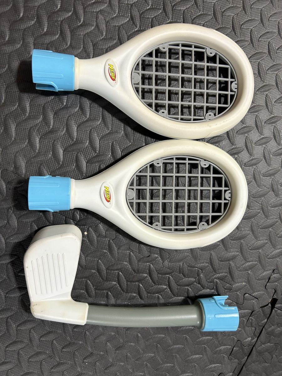 Nintendo Wii Nerf 2 tennis racks 1 golf club