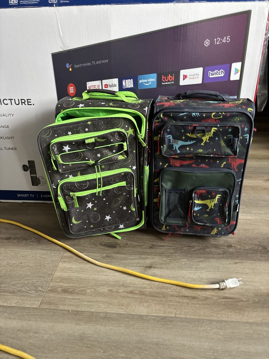 Two Kids' Rolling Suitcases - Space & Dinosaur Prints, Carry-On Size