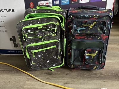 Two Kids' Rolling Suitcases - Space & Dinosaur Prints, Carry-On Size