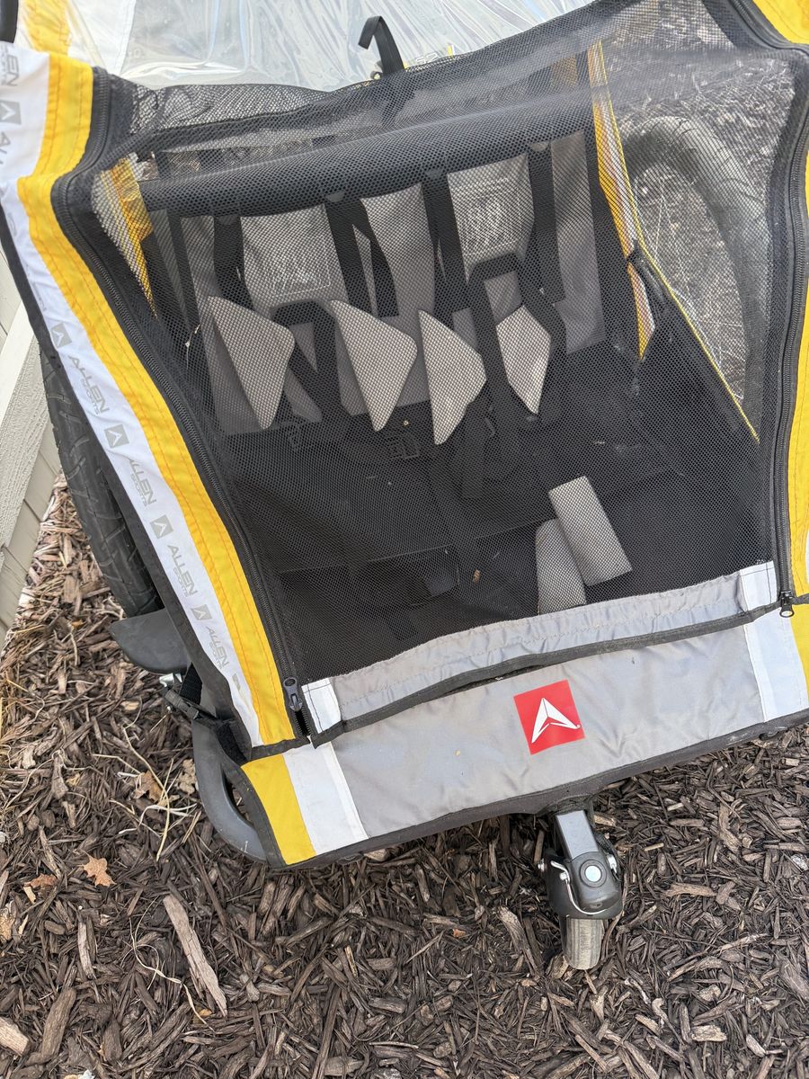 Allen Sports Deluxe 2-Child Bicycle Trailer & Stroller Combo - Yellow/Grey