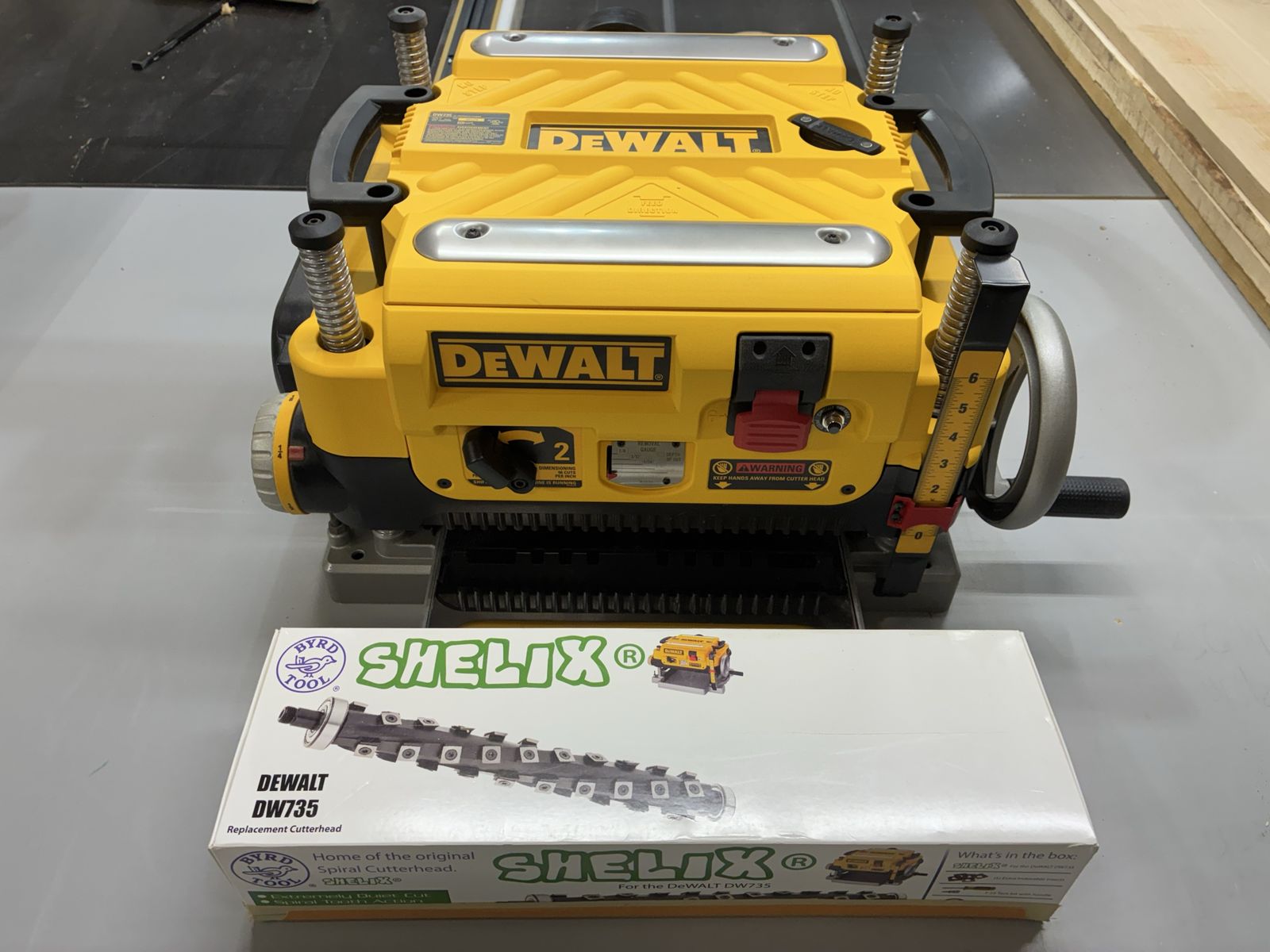 Dewalt DW735 w/ Shelix helical cutter