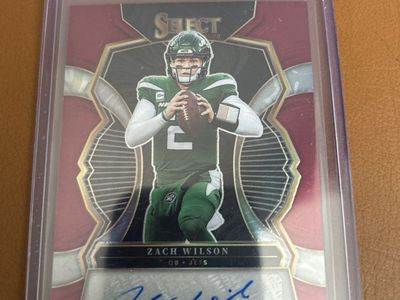 2022 Panini Select Zach Wilson 58/75 Foil Stamp Autographed Football Card - New York Jets Hand Signed Auto certified