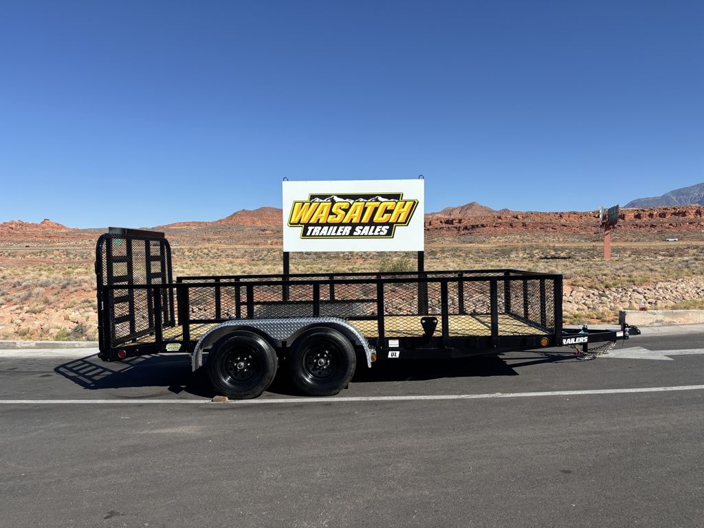 2027 PJ Trailers Black 7X16 Channel Equipment Tilt