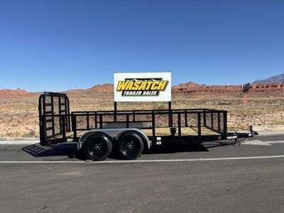 2027 PJ Trailers Black 7X16 Channel Equipment Tilt