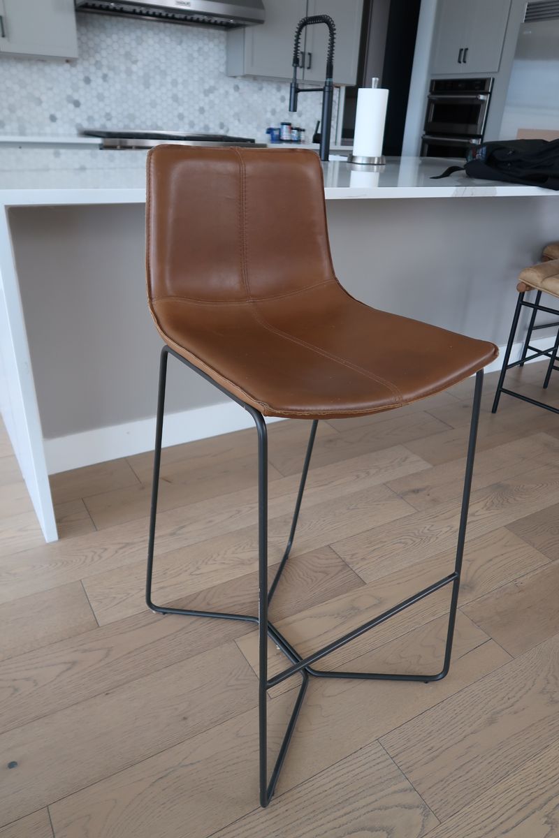 West Elm Slope Leather Barstools
